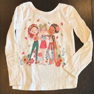 Cynthia Rowley Girls' White Long Sleeve Shirt with Graphic Print Size S (5/6)